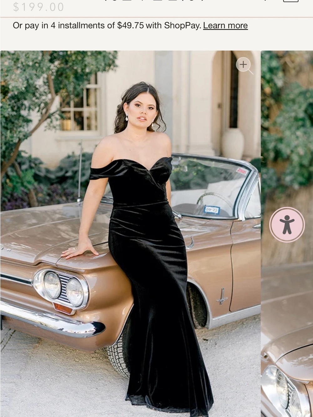 Revelry Black Off-Shoulder Velvet Evening Gown